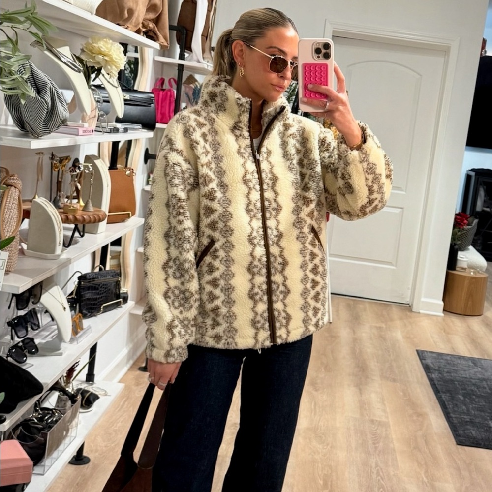 RD Style Cream and Brown Teddy Jacket